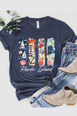 US3001-E3061RI Rhode Island State Brushstroke Graphic Tee $12.5