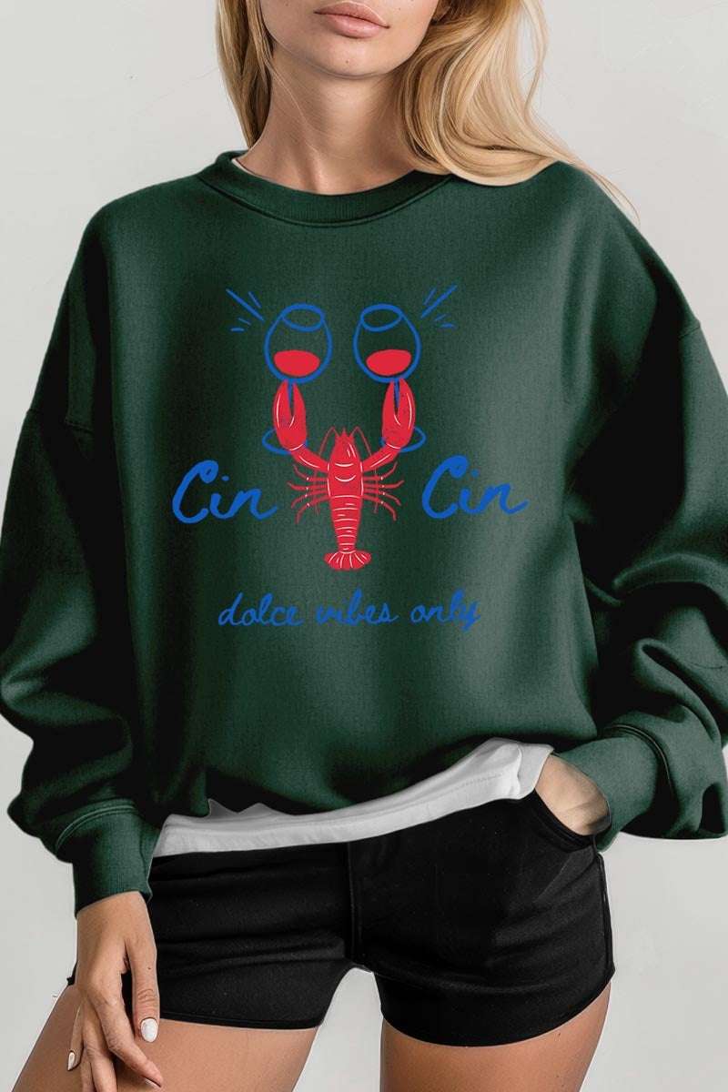 UL180-E3069 Cin Cin Lobster Celebration Graphic Sweatshirt $20
