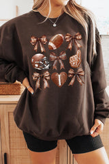 UL180P-E3054 Cute Football and Bow Graphic Plus Sweatshirt $25