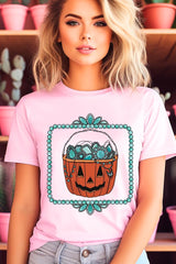 US3001-E3140 Halloween turquoise pumpkin Graphic Tee $12.5