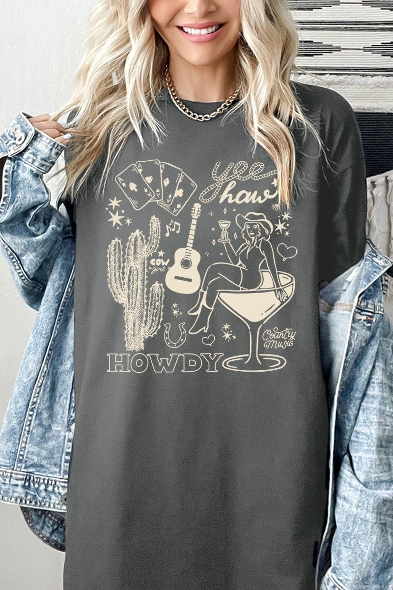 5000-E3097 Cowgirl Country Music Graphic Heavy Cotton Tee $9