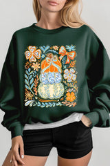 UL180P-E3153 Floral Pumpkin Stack Graphic Plus Sweatshirt $25