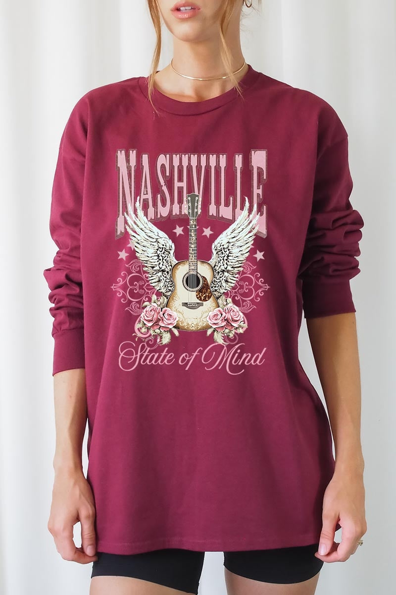 UL240-E3157 Nashville Rose Graphic Long Sleeve Tee $13.75