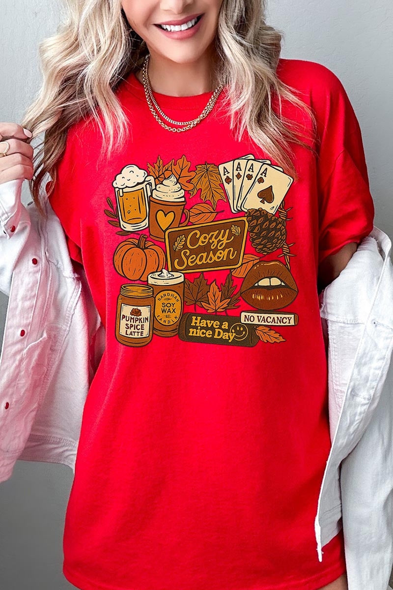 5000-E3119 Retro Fall Collage Graphic Heavy Cotton Tee $9