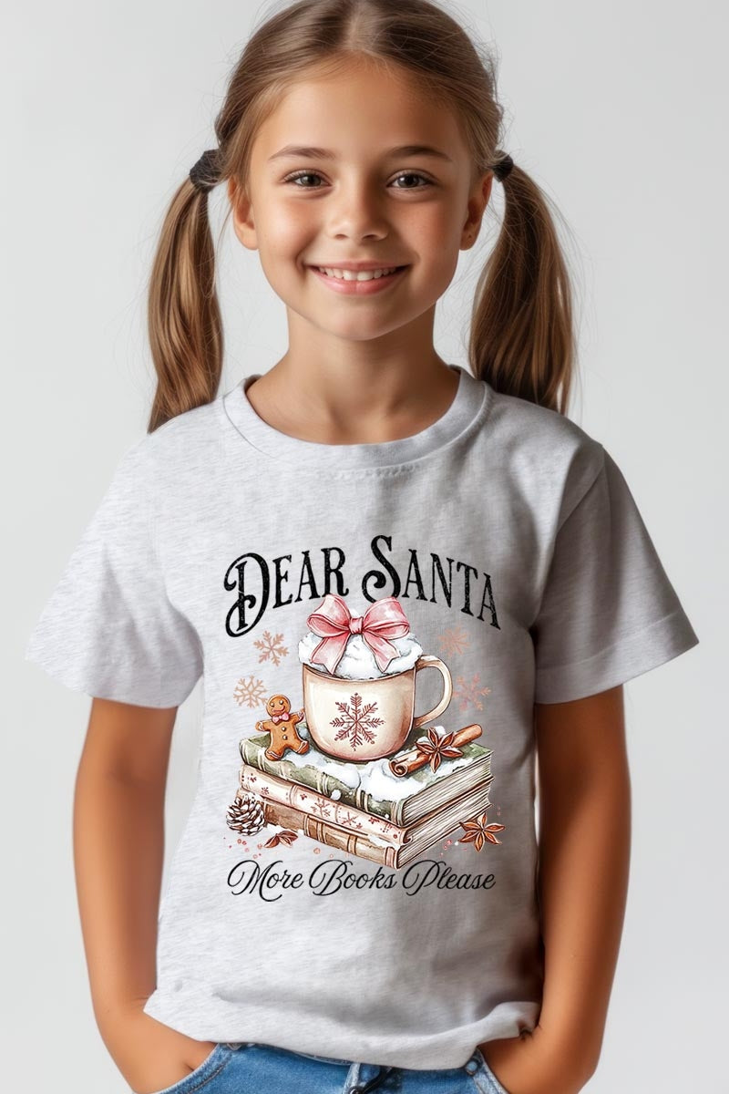 US3001Y-E3205Z Dear Santa Books Kids Graphic Tee $11