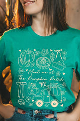 US3001-E3163 Pumpkin Patch Doodle Graphic Tee $12.5