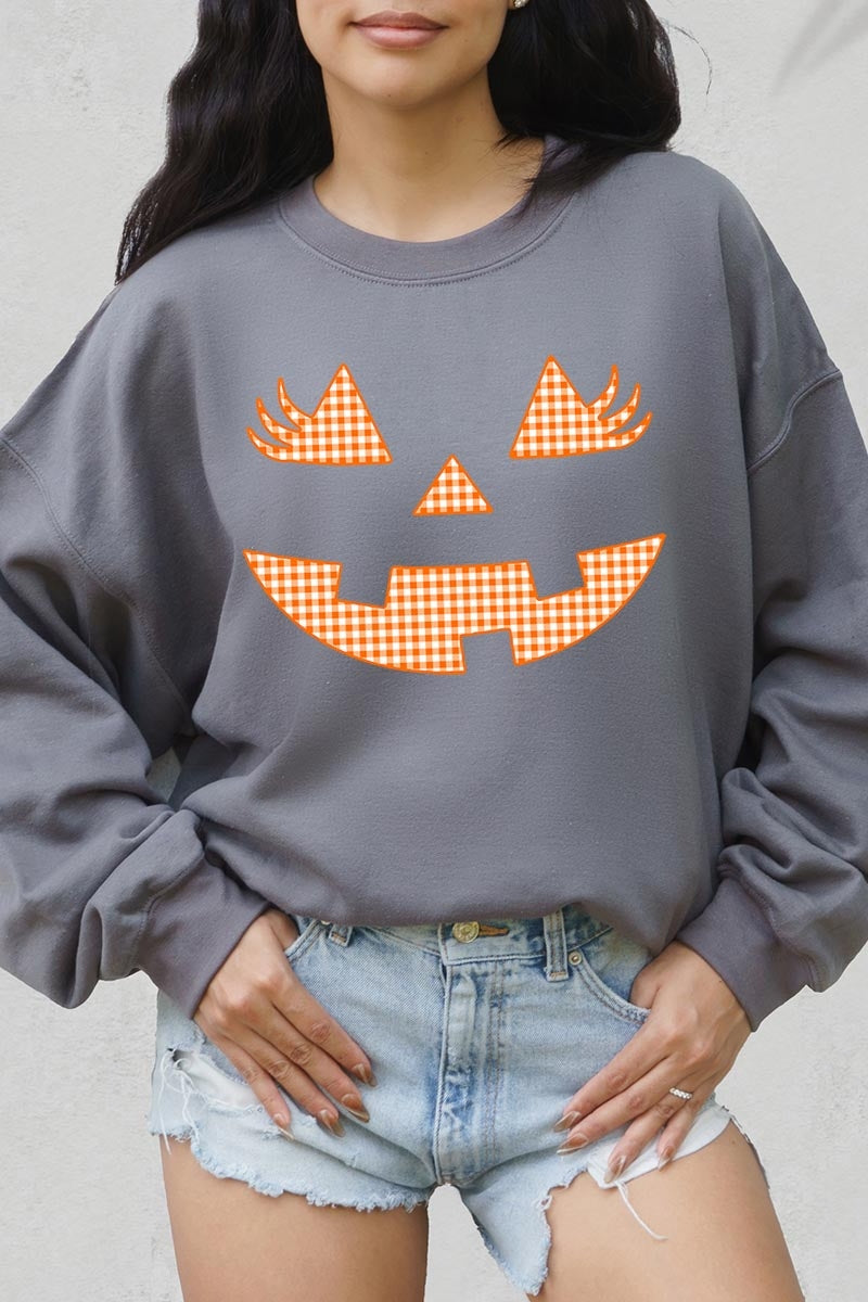 UL180P-E3148 Cute Pumpkin Halloween Graphic Plus Sweatshirt $25