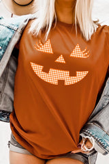 US3001-E3148 Cute Pumpkin Halloween Graphic Tee $12.5