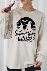 UL240-E3161 Local Witches Halloween Graphic Long Sleeve Tee $13.75