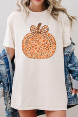 5000P-E3135 Floral Fall Pumpkin Graphic Plus Heavy Cotton Tee $12.75