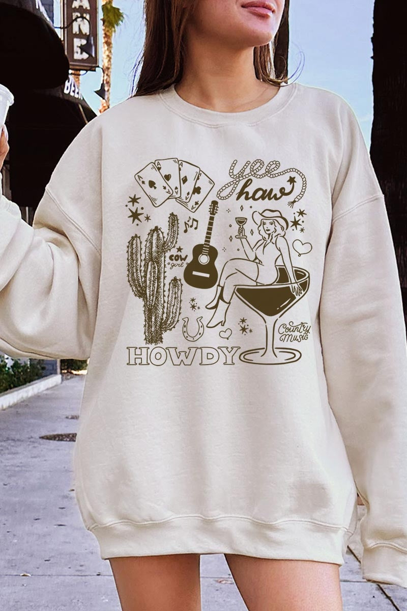 UL180-E3097 Cowgirl Country Music Graphic Sweatshirt $20