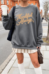 UL180P-E3168 Thankful Always Graphic Plus Sweatshirt $25
