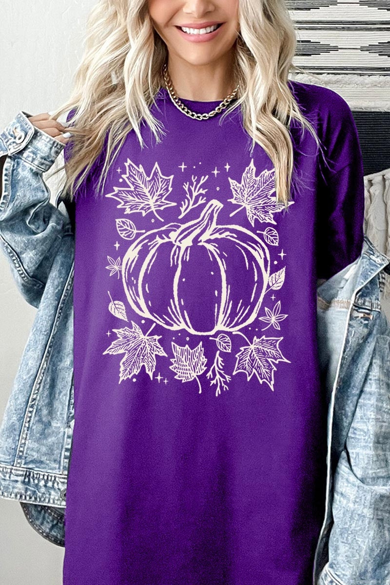 5000P-E3162 Fall Pumpkin Graphic Plus Heavy Cotton Tee $12.75