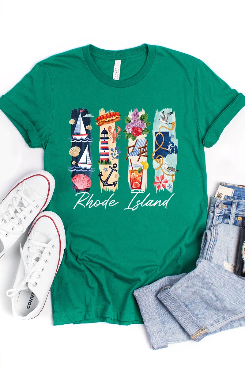 US3001-E3061RI Rhode Island State Brushstroke Graphic Tee $12.5