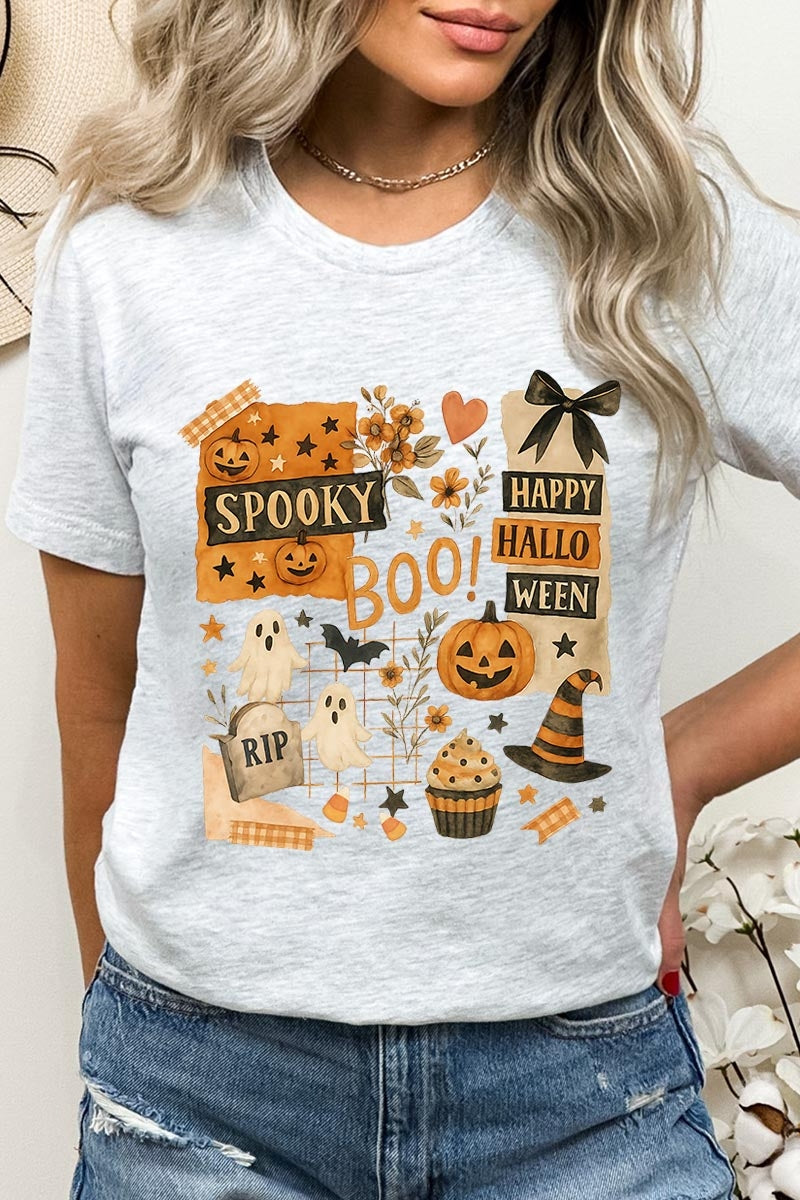 US3001P-E3084 Halloween collage Graphic Plus Tee $16