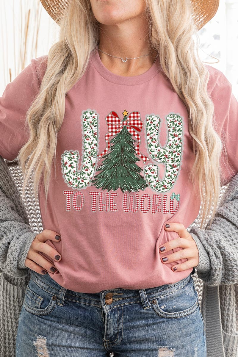US3001P-E3213 Joy to the World Graphic Plus Tee $16