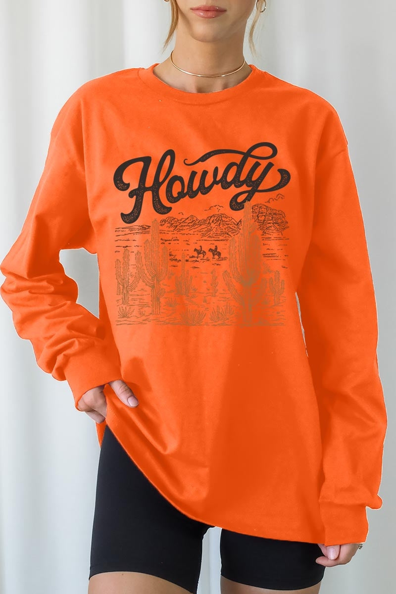 UL240-E3095 Howdy Desert Western Graphic Long Sleeve Tee $13.75