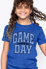 US3001Y-E3130Z Blue Gingham Game Day Kids Graphic Tee $11
