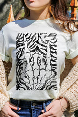 US3001P-E3177 Skeleton Hands Zebra Graphic Plus Tee $16