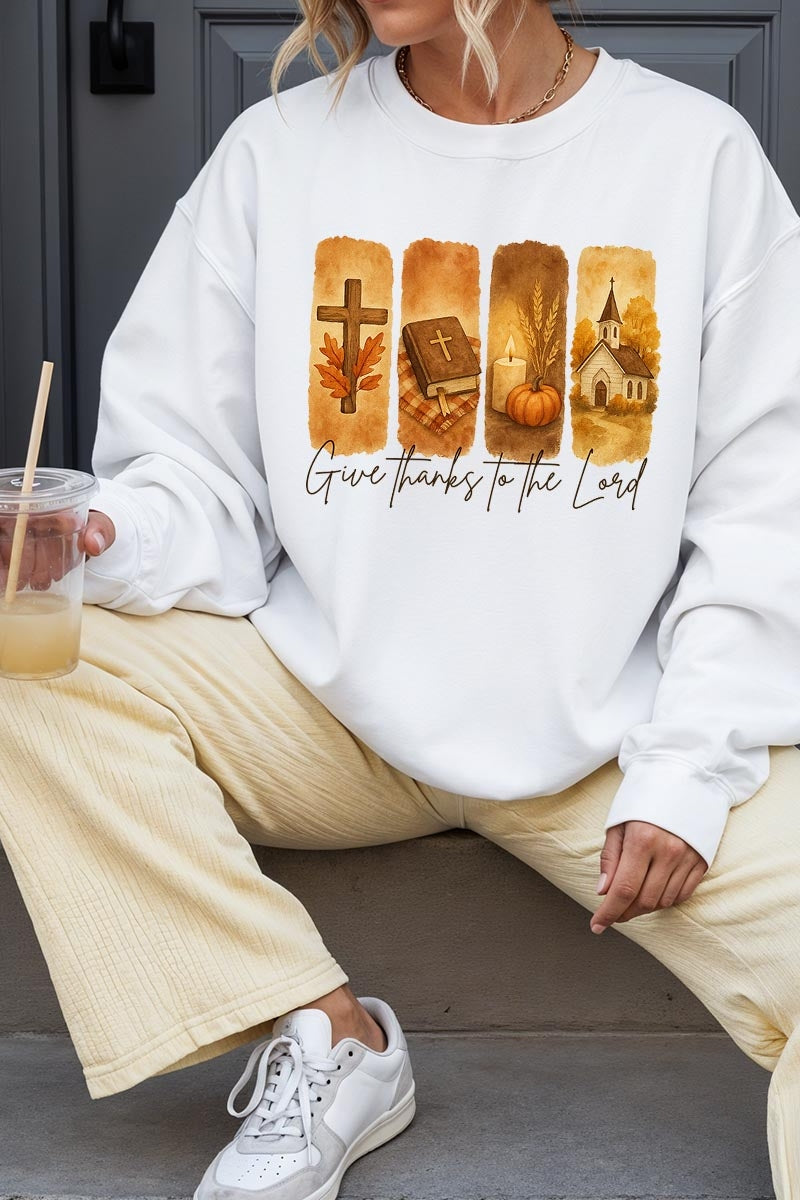 UL180P-E3169 Give Thanks To The Lord Graphic Plus Sweatshirt $25