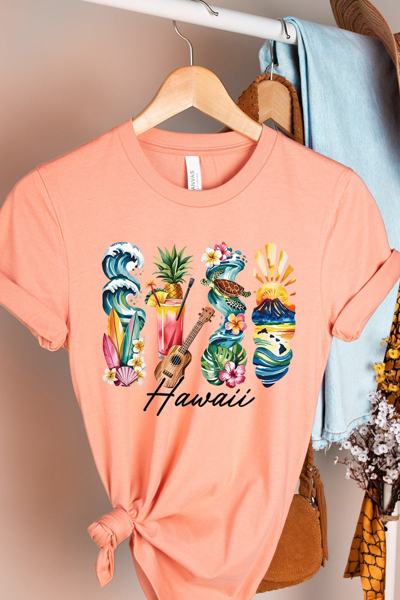 US3001-E3061HI Hawaii State Brushstroke Graphic Tee $12.5