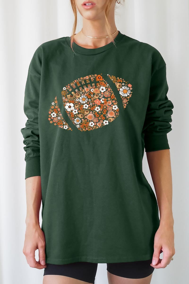 UL240P-E3133 Floral Football Graphic Plus Long Sleeve Tee $17