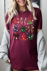 US3001-E3195 Christmas Bow Paw Graphic Tee $12.5