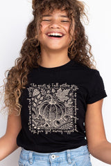 US3001Y-E3112Z Fall Pumpkin Botanical Kids Graphic Tee $11