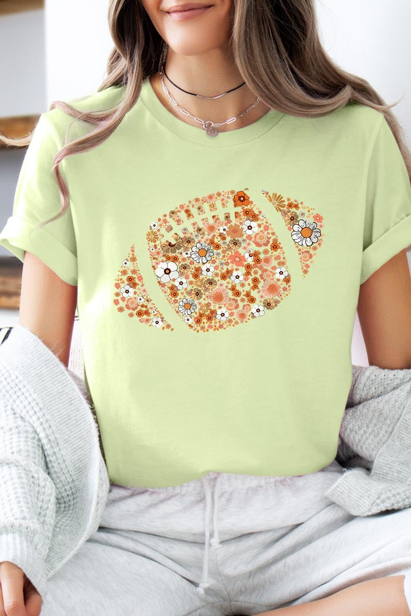 US3001P-E3133 Floral Football Graphic Plus Tee $16