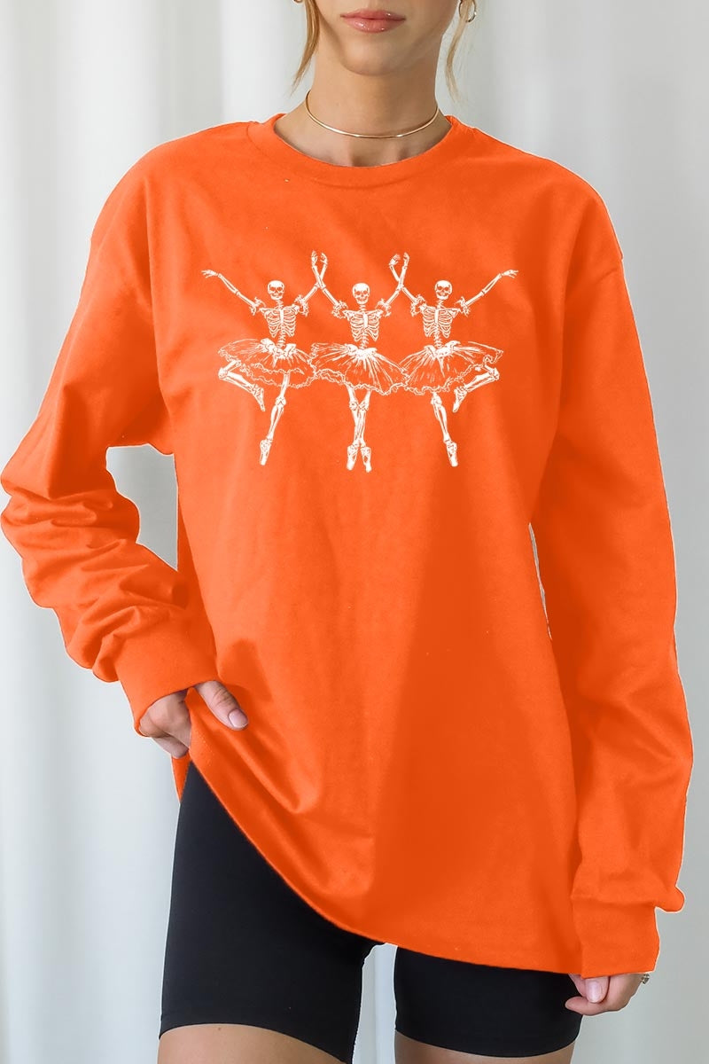 UL240-E3156 Halloween Ballerina Graphic Long Sleeve Tee $13.75
