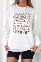 UL240-E3163 Pumpkin Patch Doodle Graphic Long Sleeve Tee $13.75