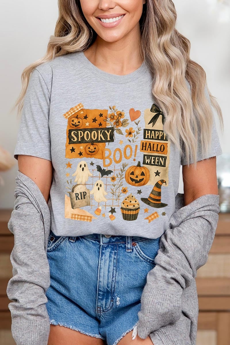 US3001-E3084 Halloween collage Graphic Tee $12.5