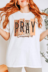 5000P-E3166 Pray Fall Christian Graphic Plus Heavy Cotton Tee $12.75