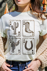 US3001P-E3094 Western Cowgirl Card Graphic Plus Tee $16