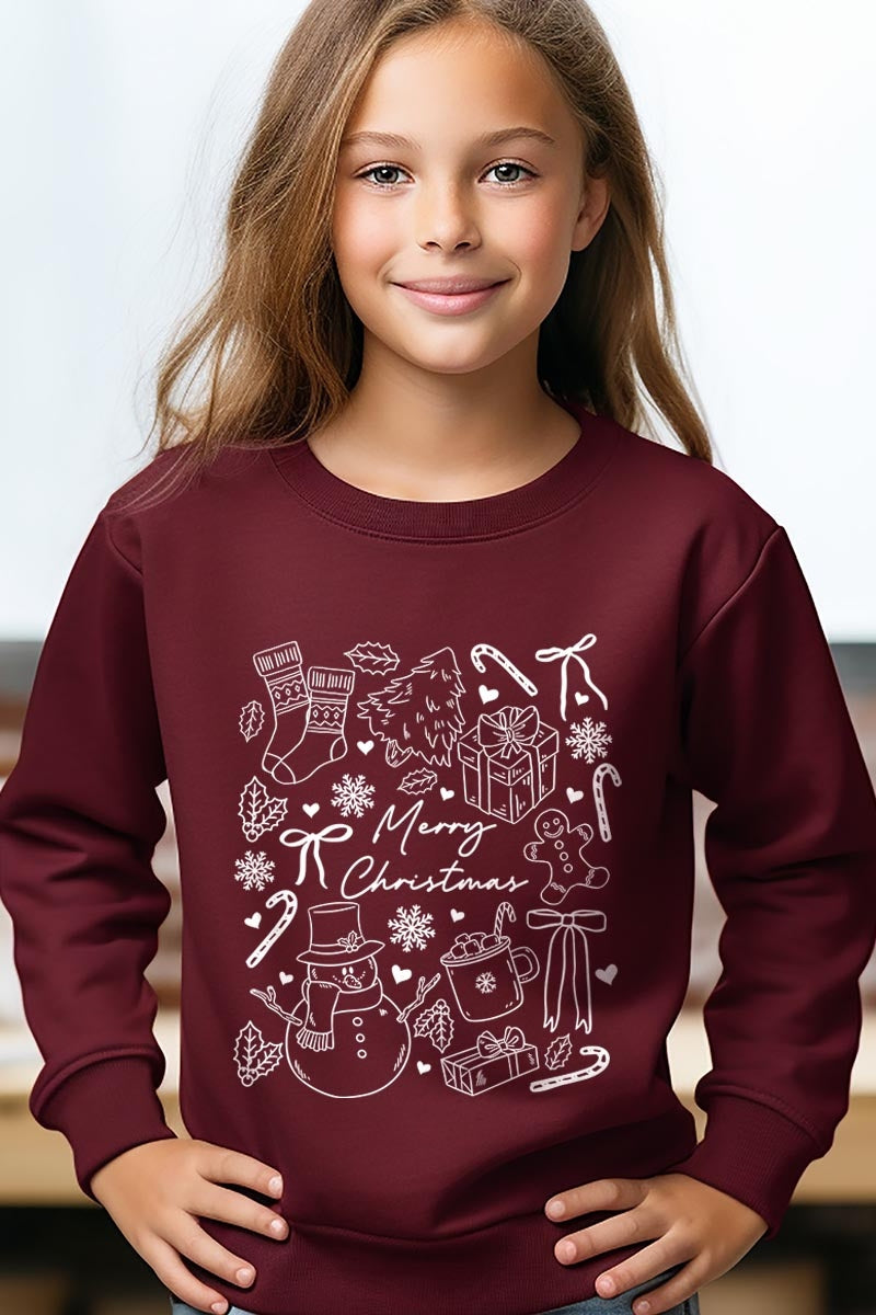 UL180B-E3181Z Christmas Doodle Kids Graphic Sweatshirt $20