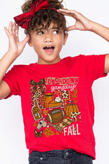 US3001Y-E3134Z Fall Football Collage Kids Graphic Tee $11