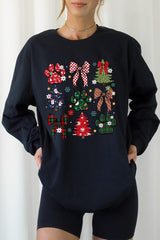 UL240P-E3195 Christmas Bow Paw Graphic Plus Long Sleeve Tee $17