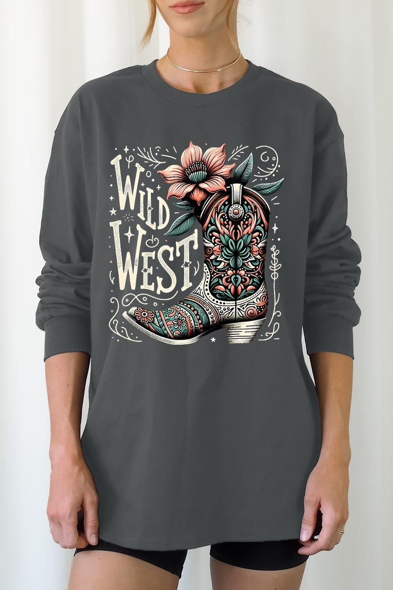 UL240P-E3100 Wild West Cowgirl Boot Plus Long Sleeve Tee $17