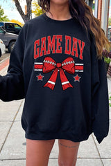 UL180-E3062 Red Game Day Football Bow Graphic Sweatshirt $20