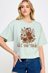 CTS-E3116 God Is Good Floral Graphic Relaxed Crop Top $11
