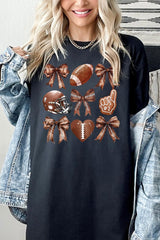 5000P-E3054 Cute Football and Bow Graphic Plus Heavy Cotton Tee $12.75