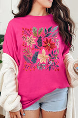 5000-E3186 Floral Christmas Graphic Heavy Cotton Tee $9