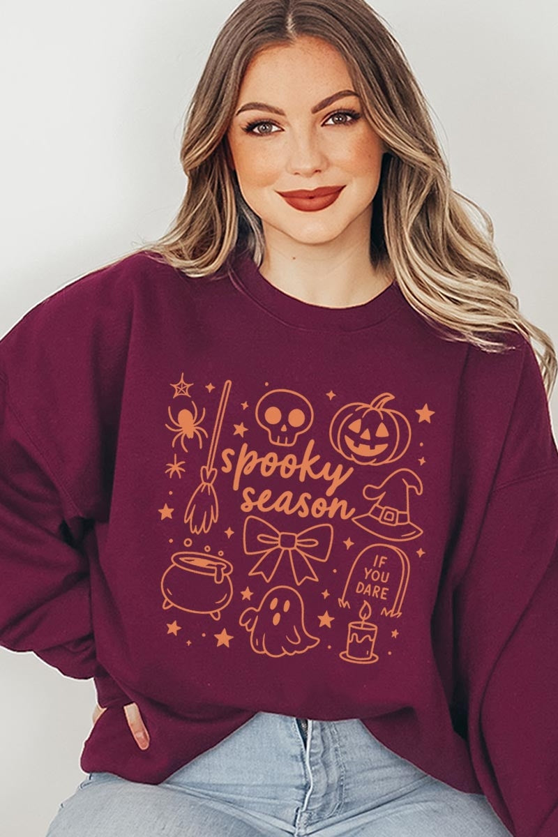UL180-E3141 Halloween Doodle Graphic Sweatshirt $20