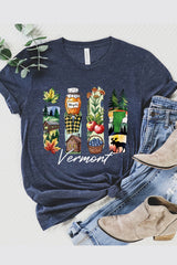 US3001P-E3061VT Vermont State Brushstroke Graphic Plus Tee $16