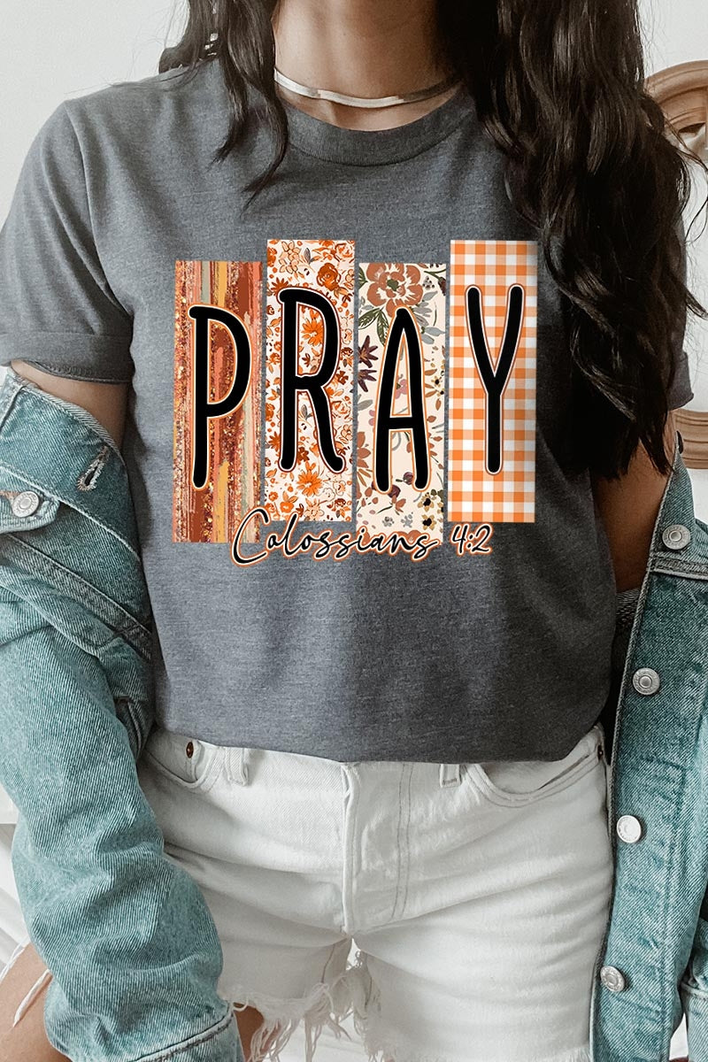 US3001P-E3166 Pray Fall Christian Graphic Plus Tee $16